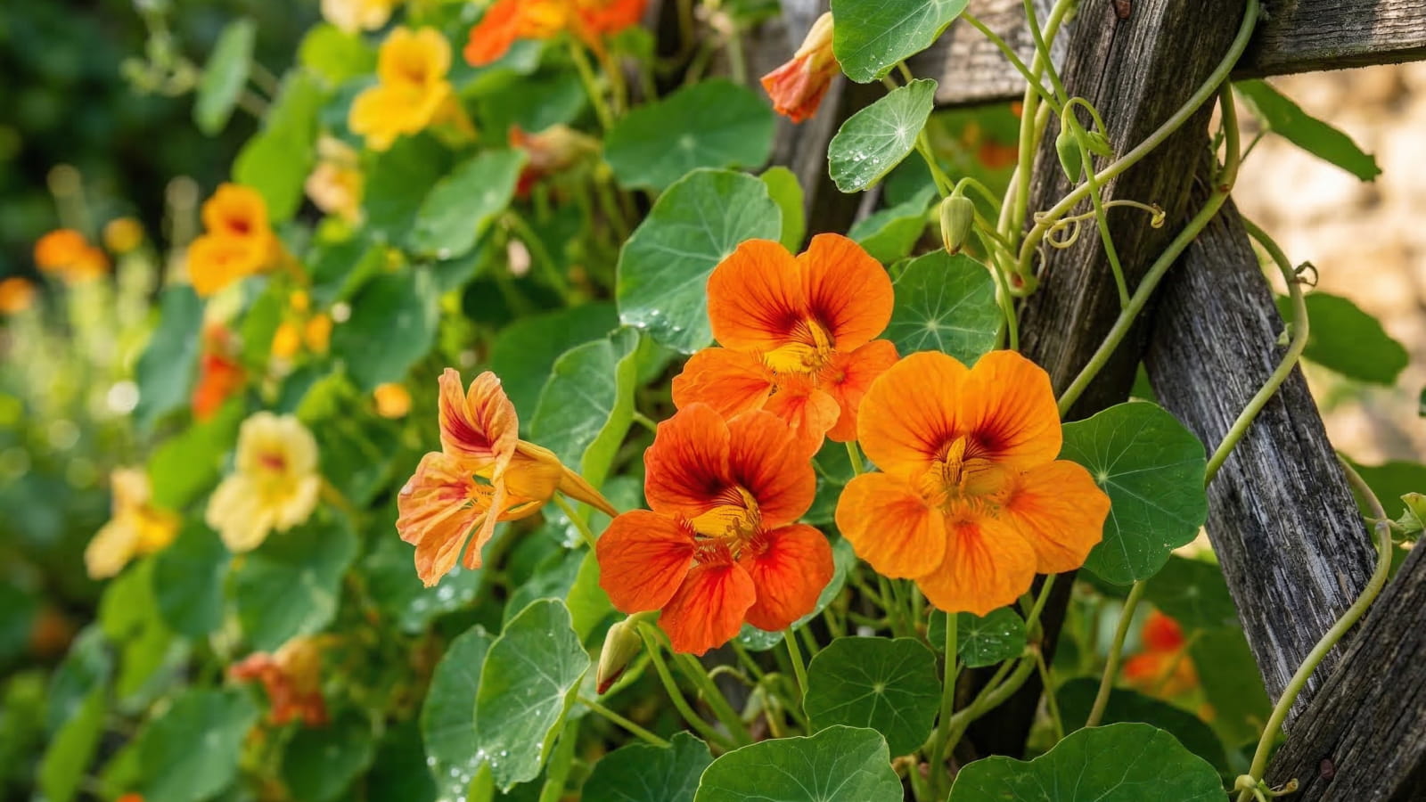 Piante balcone esposizione sud — nasturzio fiore arancione commestibile facile da coltivare